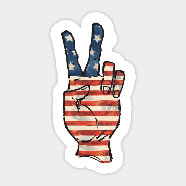 USA Flag Peace Hand Sticker by jimmythedog